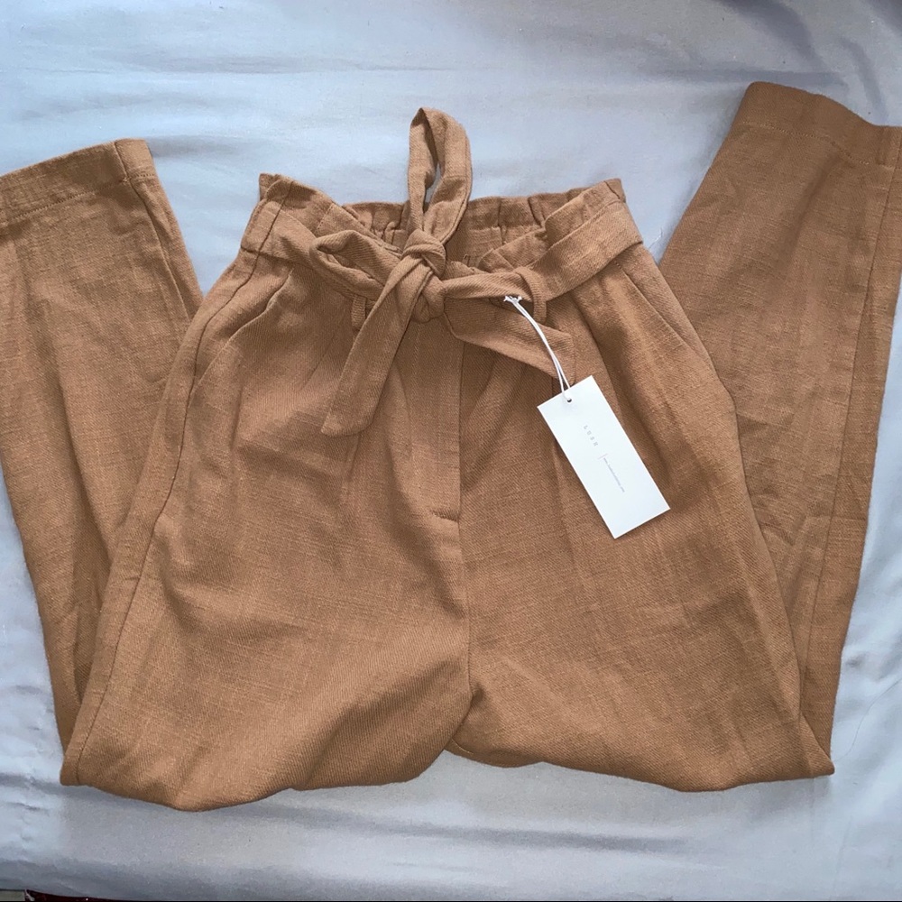 Lush High Waisted Woven Tie Pants